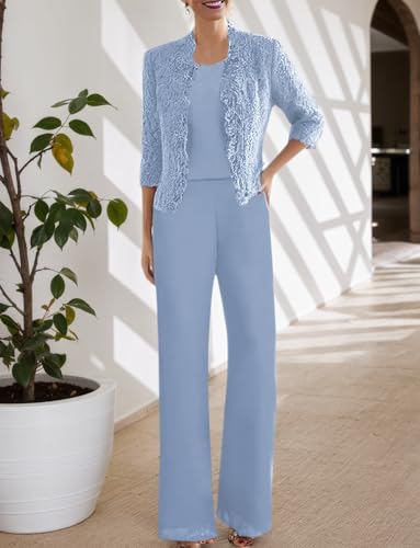 3 Pieces Mother of The Bride Pant Suits for Wedding Chiffon Grandmother of The Bride Pant Suit with Jacket2