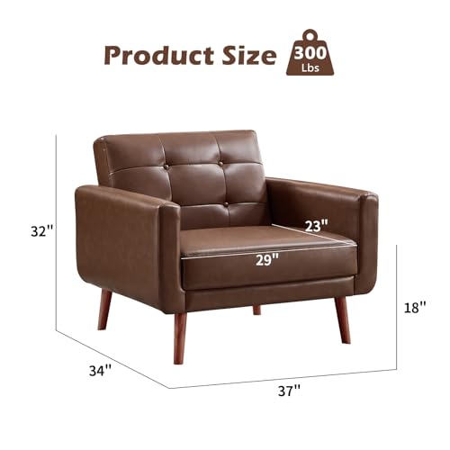 Sillón Plegable Marrón de Cuero Retro miniatura 3
