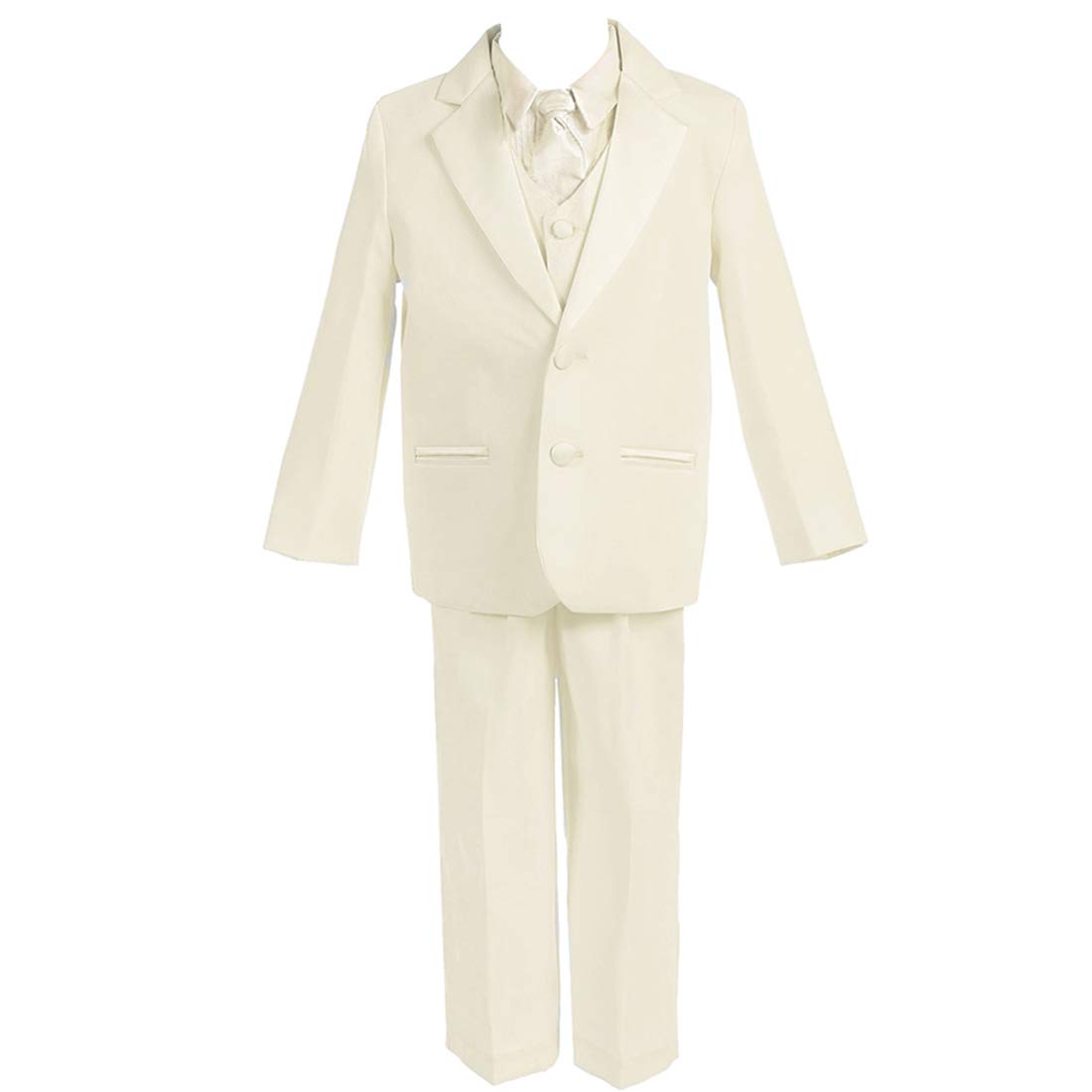 HBDesign Boys' 4 Piece 2 Button Slim Trim Fit Casual Suits Black(Jacket+Vest+Pants+tie)