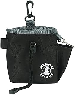 COMPANY OF ANIMALS Treat Bag, Black, Zipped Pockets & Drawstring, Clips on Belt, Waistband or Pocket, Waterproof Treats Pouch, Ideal for Dog Walking & Puppy Training, Available in Purple, Red & Black