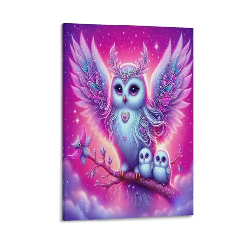 DFENILROP Búho Madre Cuadro De Pared, Tema Familiar Poster Obra Arte Colgado | Impresión Lienzo Murales, Moderno Pintura Decor De Hogar Para Salón Dormitorio Regalo 08x12inch(20x30cm)