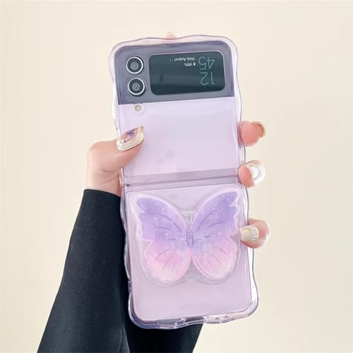 Coque Galaxy Z Flip 3 violette transparente souple avec motif sourire