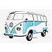 BRISA VW Collection - Volkswagen Furgoneta Hippie Bus T1 Van Pegatina de Pared Vintage de Vinilo (PVC), Tatuaje de Pared Autoadhesivo y Multi-partes, Decoración del Hogar/Casa/Idea de Regalo (Azul)
