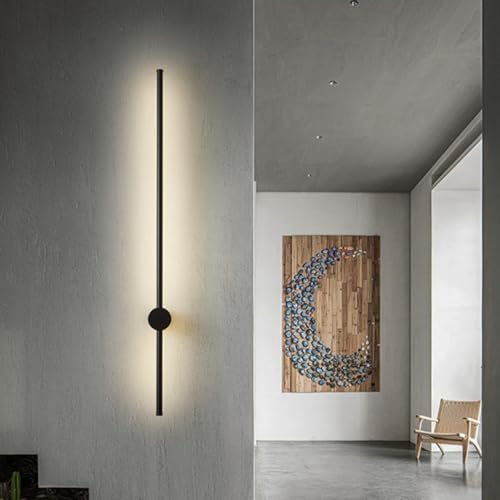 Lámpara de Pared 350° Rotación Interior Acrílico Aplique Lineal Negro de 70cm
