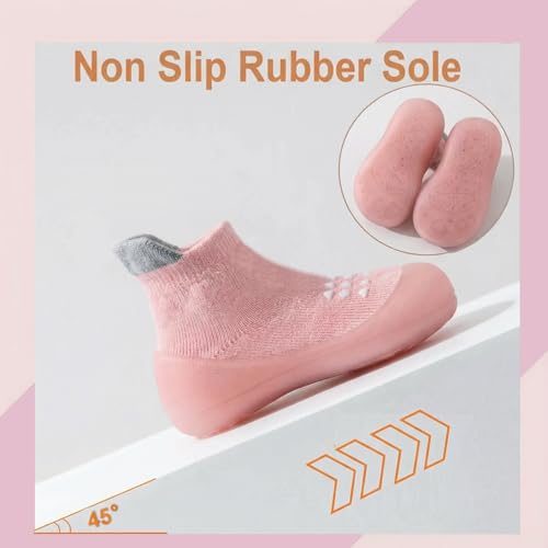 Image of Hstyle Baby Sock Shoes Toddler Boys Walking Shoes Infant Slippers Sneakers | Non-Slip,Soft Rubber Sole,Lightweight,1st Birthday Gifts for Baby Boys Girls