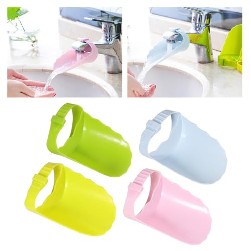 Alasum 4個可能な蛇口延長器 カニ型 家用 洗面台 キッチン対応 子供用手洗い補助 ピンク 緑 青 黄色