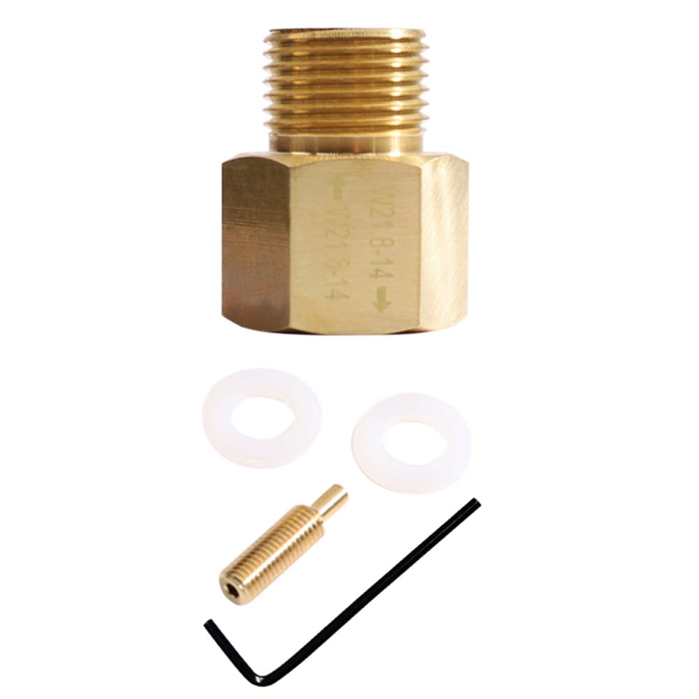 Réservoir de Cylindre de CO2 W21.8-14 à W21.8-14 Adaptateur Convertisseur Laiton Couleur Cuivre Adaptateur Convertisseur avec Valve RPV pour Aquarium Fish Tank