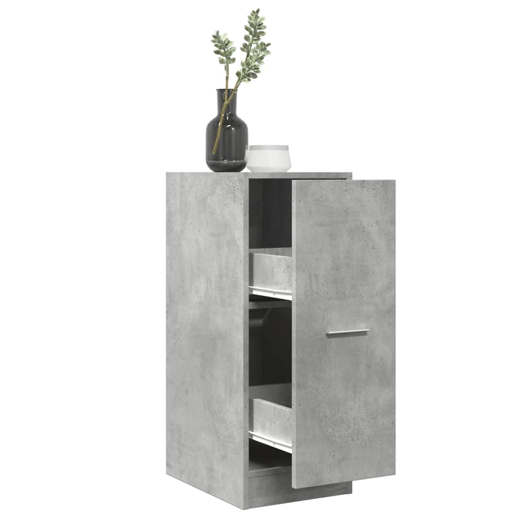 Armadietto per farmacie, grigio cemento, 30 x 41 x 77,5 cm, in legno con 2 cassetti, spazio e ripiano, versatile come armadietto, comò, credenza per soggiorno, ufficio, cucina, corridoio