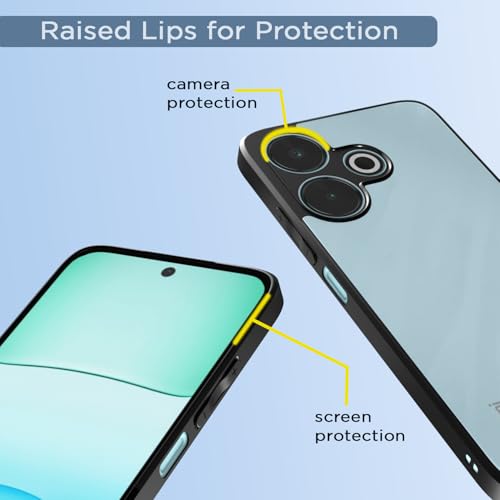 Image of Amazon Basics Back Cover for Redmi 13 5G / Redmi 13 4G / Poco M6 Plus 5G | Shockproof Sleek Hybrid Armor Bumper Case (Black)