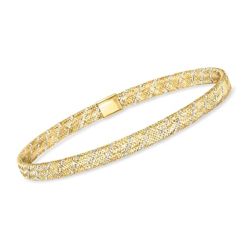 Ross-Simons Italian 10kt 2-Tone Gold Mesh Stretch Bracelet