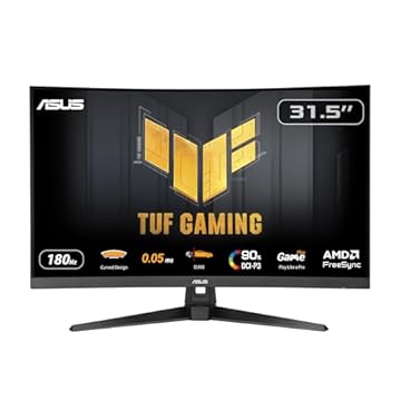 ASUS TUF Gaming VG32WQ3B, Monitor Curvo da 31,5", Quad HD VA (2560x1440), 0,5 ms (GTG), 180Hz, Tecnologia Extreme Low Motion Blur, FreeSync, 90% DCI-P3, Nero