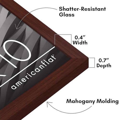 Americanflat 8x10 Picture Frame with Shatter-Resistant Glass - Streamline Collection - Thin Border Picture Frame for Tabletop and Wall Display - Hanging Hardware and Easel Stand Included - Mahogany