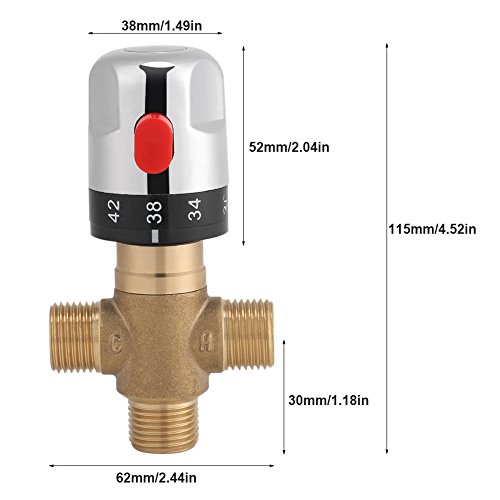Yosoo Brass Thermostatic Mixing Valve 15 mm Sensitive Temperature Pipe Basin Thermostatic Mixing Valve for Bathroom Washroom Kitchen Wash 1/2" - Image 3