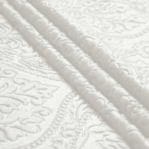 Image of Encasa XO Embossed Velvet Fabric Material by Meter Cream | Sofa Cloth Material | Unstitched Fabric for Making Cushion Cover, Sofa Cover | 175 GSM | 5 Meters, 500x150 cm