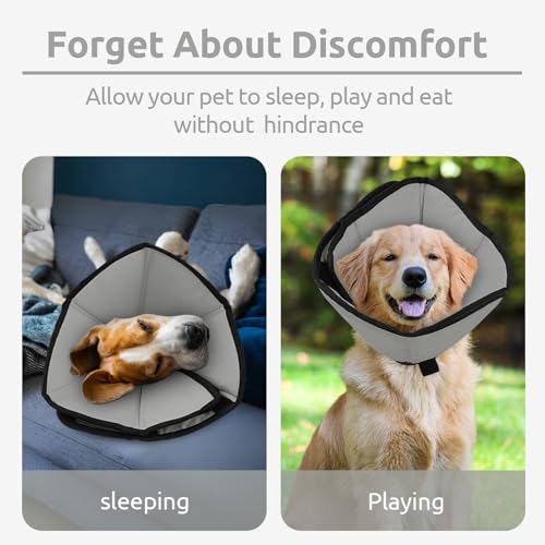 Halskrause Hund Weich Nach OP, Verstellbarer Anti Leckschutz Hund, Leichter Hundekragen, Leicht Halskrausen für Hunde, Schutzkragen für Kleine Hunde (Grau,S)