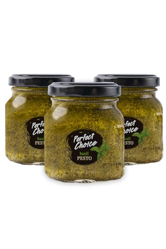 Perfect Choice Basil Pesto - Delicious Pasta Sauce, Pizza Sauce & More - 4.9 oz (Pack of 3)