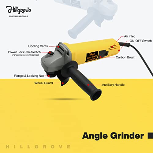 Image of Hillgrove HG-8015Ba Angle Grinder (100 mm Wheel Diameter)