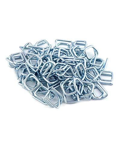 qwork metal wire buckle 1234 width 50 pack silver for polypropylene strapping cord strapping