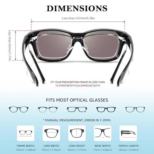 Image of TJUTR Polarized Fit-Over Sunglasses for Men & Women, Wraparound UV400 Protection Over Prescription Glasses for Driving TS2611
