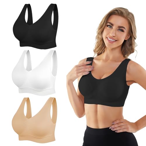 Listado de Ropa de Running para Mujer los más recomendados. 43 3 Sujetadores Deportivos Para Mujer,Sujetador De Yoga Con Copas Acolchadas Extraíbles,Para Yoga,Fitness Y Running (MX/US, Alfa, X-Grande, Regular, Regular, 3 Piezas ( Negro +...