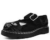 Vegan und PETA-zugelassen. T.U.K. Kitty Embroidery Mary Jane Damen Schuhe Black - 41 EU