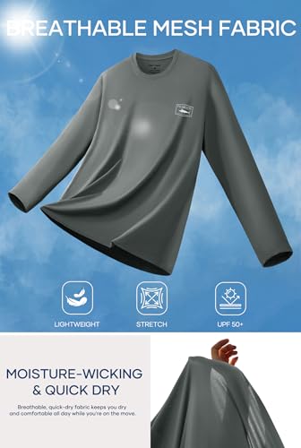 Image of Mens UPF 50+ Rash Guard Quick Dry Lightweight Summer UV Sun Protection Long Sleeve Swim Shirt (S-XXL)