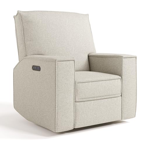 Image of Storkcraft Texas Nursery Power Recliner Swivel Glider, Dune Basketweave