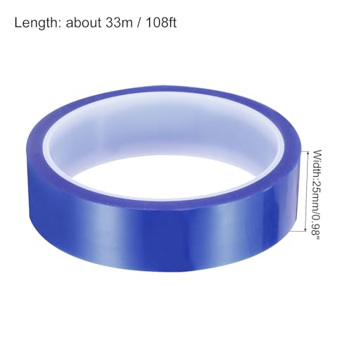 Image of uxcell Blue Heat Tape, 1 Roll 25mmx33m 108ft High Temperature Heat Resistant Tape for Sublimation,Heat Vinyl Press,Heat Transfer, Circuit Board, No Residue