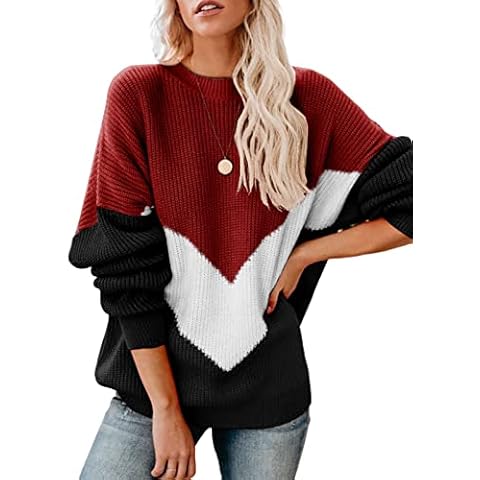 Xnova Jersey Mujer de Punto Básico Suéter Cuello Redondo Rayas Cover