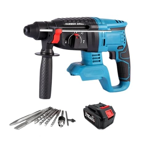 Taladro Percutor Rotativo Sin Escobillas, Martillo Eléctrico Inalámbrico, Herramientas Eléctricas De Impacto Multifuncionales 18 V For Batería Alta Capacidad De PerforacióN(With 1x Battery)