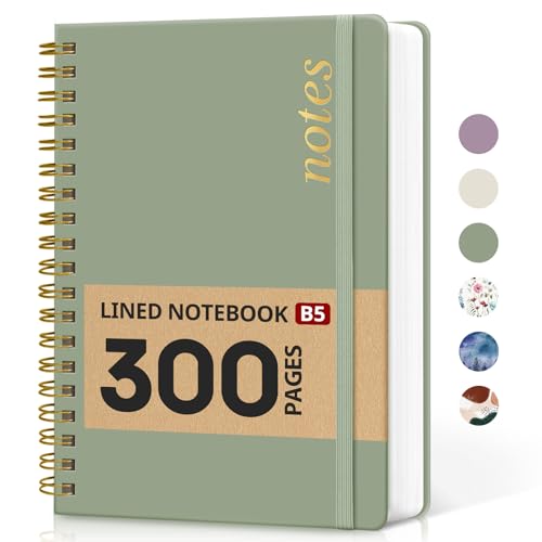Lined Spiral Notebook Journal for Work, 300 Pages Thick B5 (7.1'x10') College Ruled Journal for...