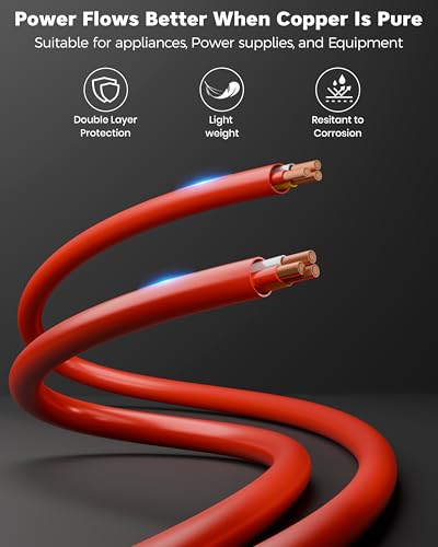 Image of FEDUS 3 Core 1.5 Sqmm Pure Copper Power Cable Cord Flame Retardant Heavy Duty Industrial Grade 16AWG Heavy Load Flexible Heat Resistant Electrical 100% Oxygen-Free Copper Wire for Home Appliances 70 M