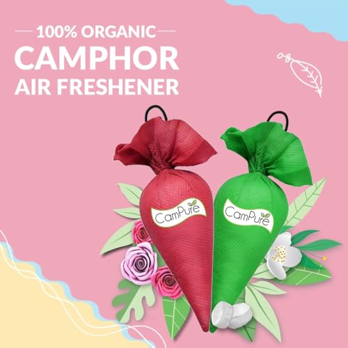 Image of CamPure Camphor Cone (1 Rose + 1 Jasmine) Pack Of 2-100% Organic | Air Freshener For Car, Wardrobe, Office Cabin's, Drawers, Travel Bag & Bathroom