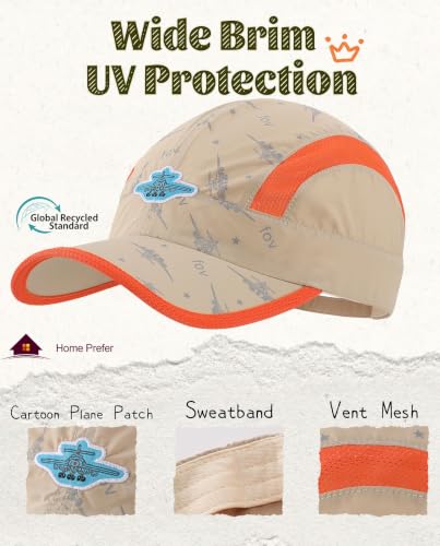 Image of Home Prefer Kids Lightweight Quick Drying Sun Hat Airy Mesh UV Protection Caps Boys Girls UPF50 Baseball Caps Run Beach Water