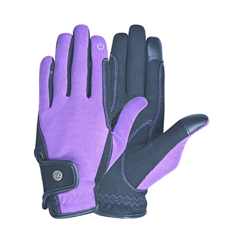 AK Unisex Fine Tech Micro Suede Riding & Multifunctional Horse Riding Gloves Equestrian Gloves AKRS-8484 (Purple, 2XL)