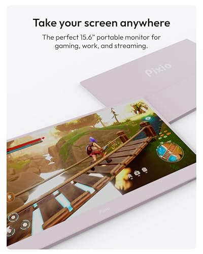 Image of Pixio PX160 Wave Pink Portable Monitor 15.6 inch 60Hz FHD 1080p IPS Panel HDR Screen Cover Stand USB-C HDMI Laptop Screen Extender Portable Monitor for Laptop, PC, Console, Phone