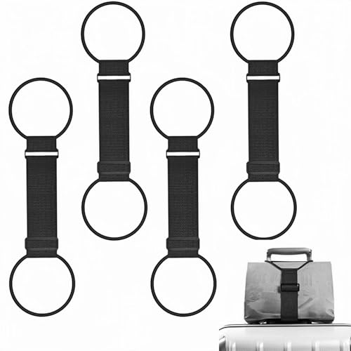Image of 4 Pack Luggage Straps Suitcase Multi Use Strong Adjustable Elastic Belt for Attaching Extra Bags Purse to Suitcase Handle Lightweight and Durable Travel Bag Accessories