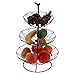 Obstschalen-Ständer für Arbeitsplatte, Schmiedeeisen, 3 Etagen, Obstschalen aus Metall, Obstkorb für Wohnzimmer, Küche, 29 x 46 cm, 5 kg Traglast (schwarz)