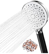 Newentor Pommeau de Douche, Haute Pression, 6 Modos, Pommeau de Douche avec Tuyau de 2,0M, Argenté