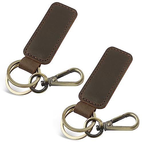 Image of Jack&Chris Genuine Leather Car Keychain, Universal Key Fob Keychain, Leather Key Chain Holder for Men and Women, JC306