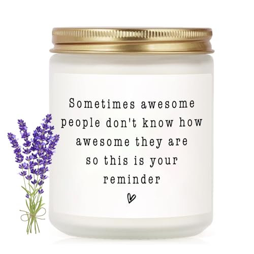 Image of Gifts for Women Men, Inspirational Thank You Gifts Candle 7Oz | Friendship, Thank You Gift, Birthday Gift for Woman Man Friend Teacher Mom Girlfriend Sister, You Are Awesome Candle Lavender