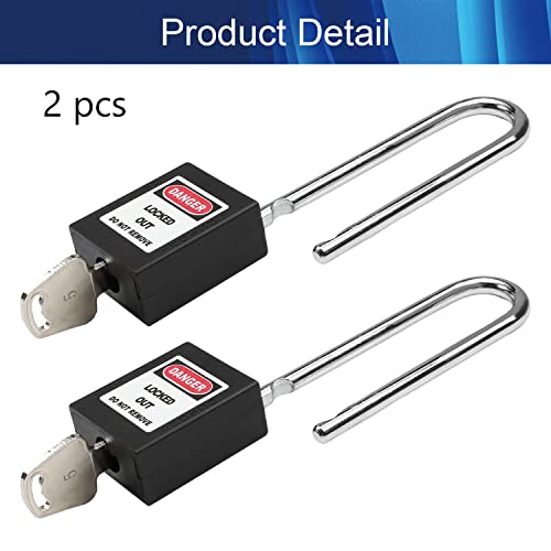 Image of Lockout Tagout Locks Safety Padlock Loto Locks Keyed Alike PA Lock Out Tag Out Steel Shackle Small Luggage Padlocks Black 2PCS