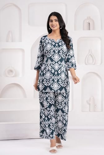 Image of YAZIA Women Cotton Lounge Wear Set - Printed Top & Pyjama Co-Ord Set | Soft Breathable Fabric | Daily, Nightwear & Home Wear | Small to 3XL