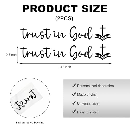 Image of DXNQ Trust in God Rearview Mirror Decals, Automotive Vinyl Rear View Mirror Decorative Stickers, Waterproof Trust in God Stickers for Car Truck Laptop, Car Accessories (2PCS,Black,Style 2)