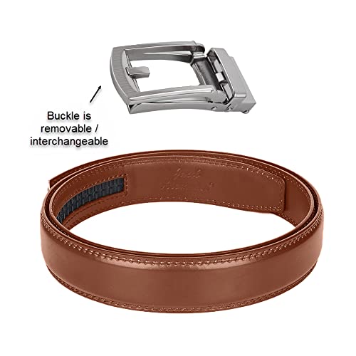 Jacob Alexander Men's Genuine Leather Adjustable Dress Ratchet Track Belt with Classic Single Prong Click Buckle2