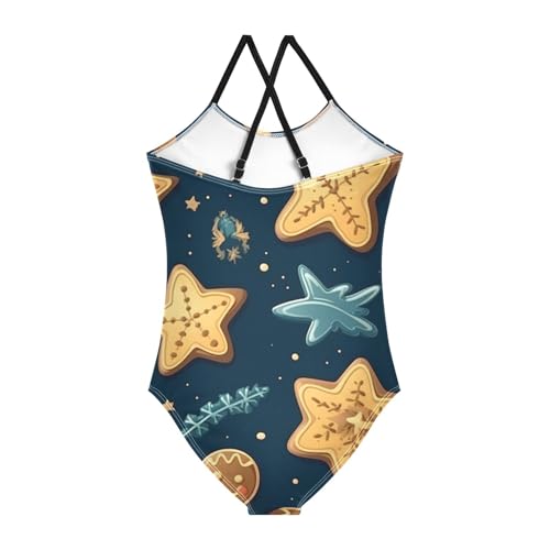 senya Girls Swimsuits Golden Snowman Doll Stars One-Piece Swimwear Quick Dry Girls Bathing Suits for 3 Years Old2