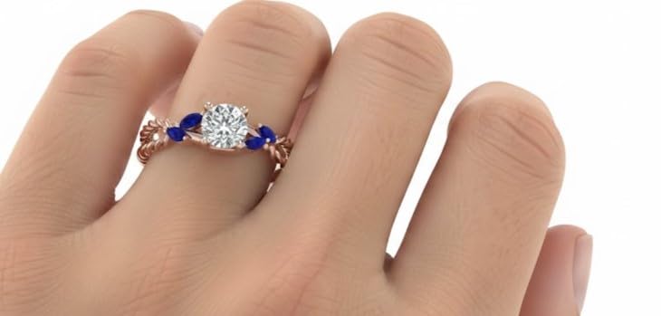 Image of Choose Your Gemstone Braided Diamond CZ Engagement Ring Rose Gold Plated Round Shape Split Shank Engagement Ring Matching Jewelry Wedding Jewelry Easy to Wear Gifts US Size 4 to 12