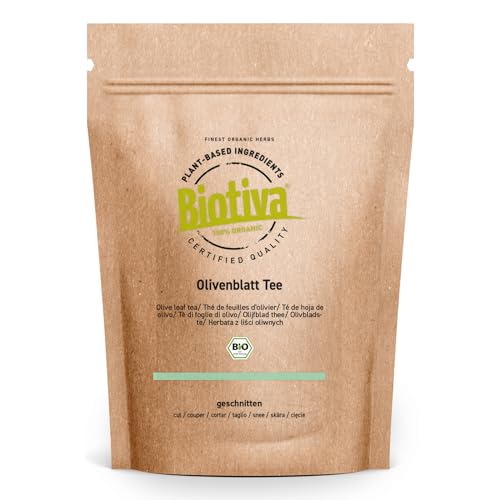 Olivenblätter Tee geschnitten 250g Bio - Kräutertee - Olivenblatt Tee - fruchtig - herb - Olivenblatttee - abgefüllt und zertifiziert in Deutschland - Biotiva