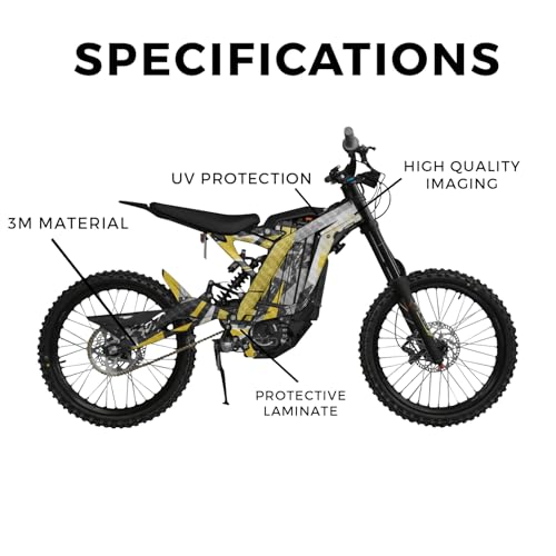 Image of Carbon Fiber Surron Light Bee Graphics Kit Wrap - Grunge Star Yellow - Sur-Ron Skin - Premium 3M Vinyl Protective Wrap Decal Cover - Easy to Apply | Crafted in The USA by MightySkins