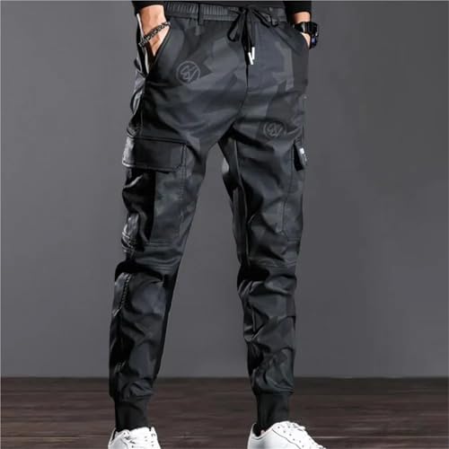 Men's Slim Fit Pants Cargo Pants Camouflage Print Drawstring Multi Pockets Bottoms Ankle Tied Trousers2